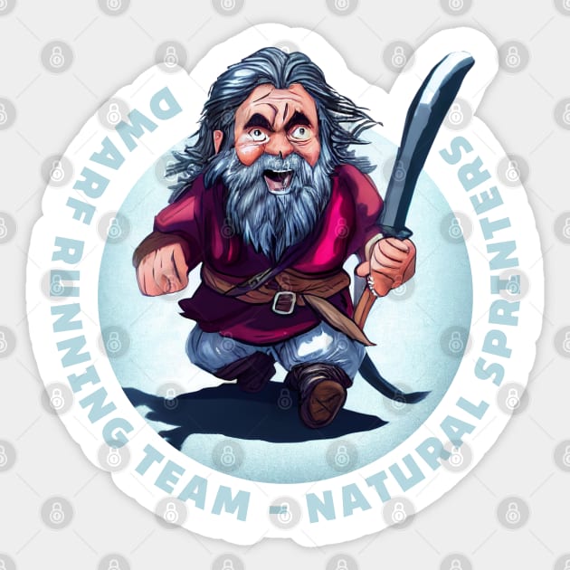 Dwarf Running Team - Natural Sprinters II - Dark - Fantasy Funny Running Sticker by Fenay-Designs